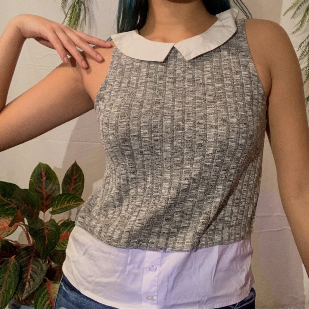 Gray Peter Pan top